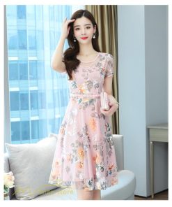 ミディアム | ワンピース レディース 半袖 膝丈 ミディアムワンピース 花柄 きれいめ おしゃれ カジュアル 大きいサイズ お出かけ 40代 フェミニン 上品 エレガント 30代