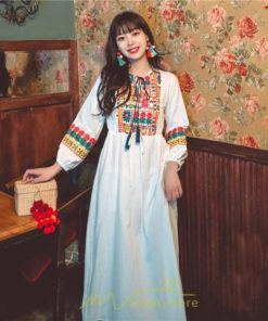 マキシ | ワンピース 個性的 ロングワンピース 細見えワンピース エスニック 綿麻 リゾート ワンピ 長袖 刺繍 カジュアル 大人 春夏秋 きれいめ 上品 ゆったり 体型カバー