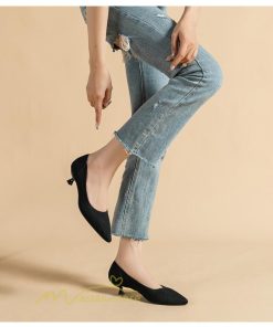 パンプス | ニット26.5cm 大きいサイズレディース 靴 9カラー リブニット 無地 柔らか 歩きやすい スリッポン 履きやすい 痛くない 走れる