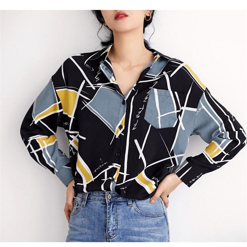 シャツ・ブラウス | シャツ ブラウスシャツ レディース トップス 長袖 ポロネックシャツ ブラウス シャツブラウス 春 夏 秋 レトロ カジュアル シャツ リゾート 幾何学模様