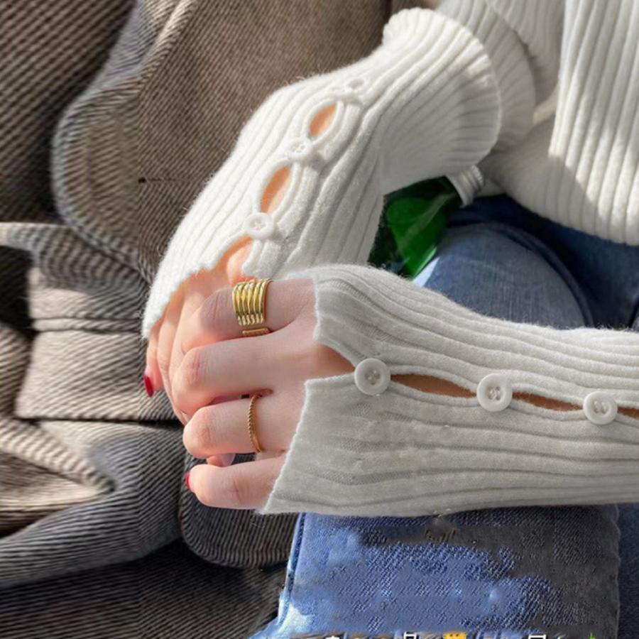 ニット・セーター | リブニットトップス レディースニットソー