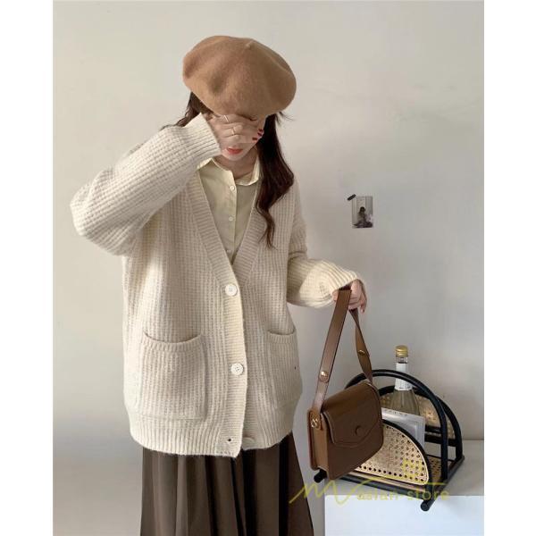 カーディガン | ニットフロントボタン レディース 2way 羽織り 秋冬 アウター ニットアウター セーター 長袖 トップス 通学通勤 20代30代 ゆったり ポケット