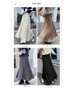 スカート | レディース プリーツ秋 冬 ロング マキシ 落ち感 ウエストゴム ハイウエスト ニット 秋冬コーデ あったか きれいめ おしゃれ カジュアル