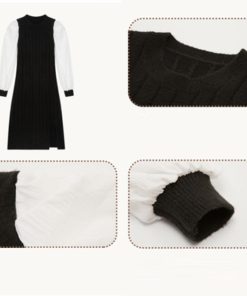 ワンピース | ニット袖異素材 パフスリーブ