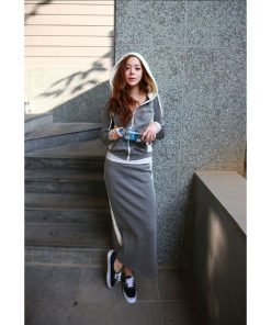 パーカー | 部分即日発送セットアップスウェットパーカースカート レディース タイトスカート トレンド フード付き大人無地体型カバー ロングスカート パーカ