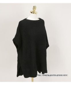 ニット・セーター | ニット レディース セーター 秋冬 春 トップス マント ポンチョ 重ね着風 大人 無地 ニットセーター 上品 サイドスリット プルオーバー ゆったり カジュアル