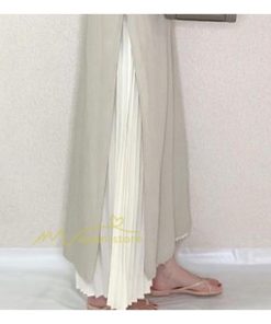 マキシ | 夏ワンピース 秋スカート レディース 秋物 夏服 ロングワンピース ロングスカート プリーツスカート 無地 ウエストゴム 2点セット セットアップ ゆったり