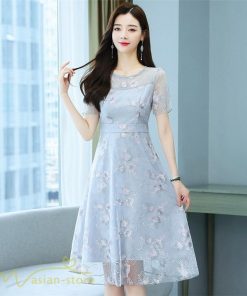 ミディアム | ワンピース エレガント レディース 膝丈 カジュアルワンピース 春 サマーワンピース 夏 新作 半袖 きれいめ グレー カジュアル 大きいサイズ お出かけ 花柄