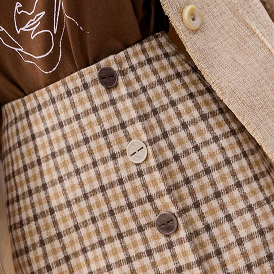 ひざ丈スカート | ハイウエスト ペンシルスカート 膝丈 チェック柄 スカート 秋冬 ミディアム丈 レディース タイトスカート