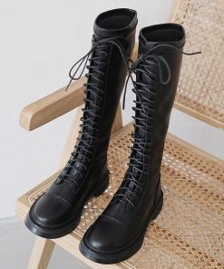 ニーハイブーツ | ロングブーツ レースアップ レディース