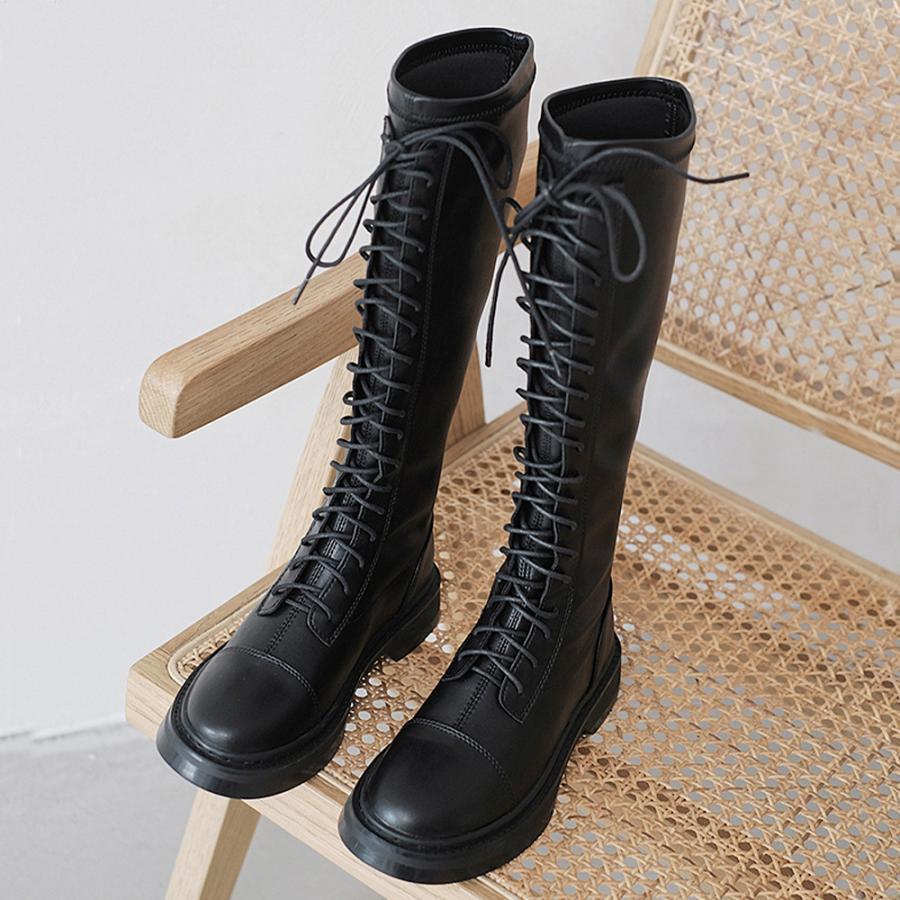 ニーハイブーツ | ロングブーツ レースアップ レディース