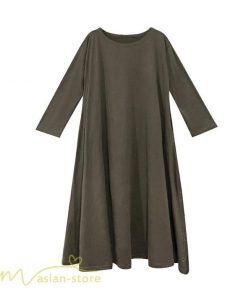 マキシ | Aラインワンピース ワンピース レディース 無地 長袖 マキシワンピース プルオーバー カジュアル 20代 30代 ゆったり 体型カバー フレア 40代 50代 おしゃれ
