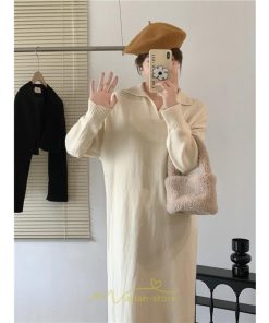 ニットワンピース | ワンピース 春 春服 レディース 長袖 ゆったり vネック 着痩せ 可愛い おしゃれ 大人フェミニン 女子会 通勤 デート お出かけ 秋冬