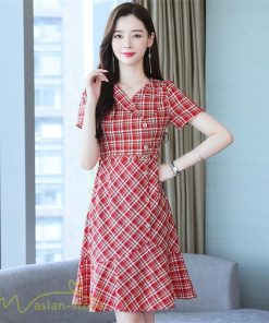 ミディアム | ワンピース チェック柄 レディース 膝丈 カジュアルワンピース Aライン フレア おしゃれ 上品 大きいサイズ きれいめ 夏服 上品 サマーワンピース エレガント