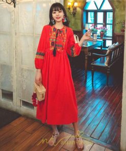 マキシ | ワンピース 個性的 ロングワンピース 細見えワンピース エスニック 綿麻 リゾート ワンピ 長袖 刺繍 カジュアル 大人 春夏秋 きれいめ 上品 ゆったり 体型カバー