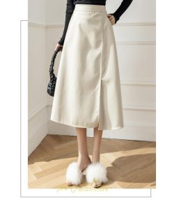 スカート | ロング秋冬 レディース フレア Aライン スリット 上品 フェミニン レザーかっこいい 通勤 OL キレイめ オフィス カジュアル