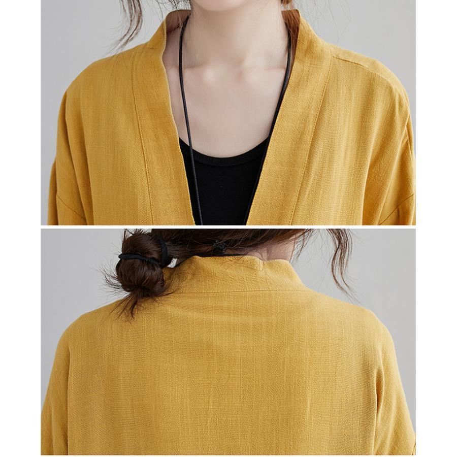 カーディガン | 羽織り レディース 秋服 ライトアウター Vネック 麻綿 無地 20代 30代 春 夏 秋 長袖 カジュアル 40代 50代 秋コーデ 秋かわいい