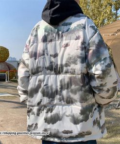 ダウンジャケット | ダウンコート 中綿コート メンズ 絞り染め カッコウイイ フードなし 厚手 秋 冬 暖かい コーデ 大きいサイズ コート スタンドカラー ゆったり 中綿 カジュアル
