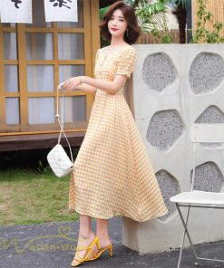 マキシ | ワンピース レディース チェック柄 きれいめ おしゃれ ゆったり ロング丈 着痩せ 春 夏 着痩せ ロングワンピース 上品 韓国風 バックファスナー エレガント