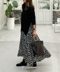 マキシ | ドッキングワンピース 長袖ワンピース 秋ワンピース 切替 フレアワンピース Aライン ロングワンピース レイヤード風 ライトスウェット Tシャツ切り替え