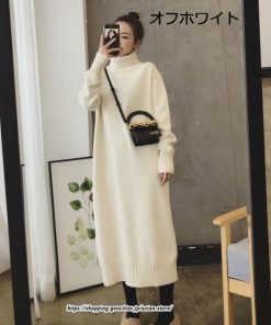 マキシ | ワンピース タートルニットワンピース ハイネック ロングワンピース 暖か フレア ロング マキシ丈 長袖 無地 マタニティ 厚手 暖か 冬 秋 30代 20代 40代 50代