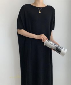 マキシ | ワンピース 夏 春 レディース 半袖 カジュアル 30代 20代 ロング かわいい 無地 5分袖 ゆるシルエット 体型カバー ビッグシルエット カジュアル