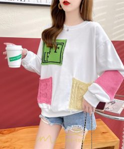 パーカー | トレーナー Tシャツ レディース 切り替え スウェット 春 長袖 おしゃれ 秋 冬 20代30代40代50代 コットン デート カジュアル 可愛い 女子会 お出かけ