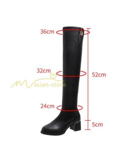 ロングブーツ | ニーハイブーツ チャンキーヒール 太ヒール レディース 靴 シューズ お出かけ 秋冬 ロング丈ブーツ 太ヒール 大人 春秋冬 美脚 黒靴