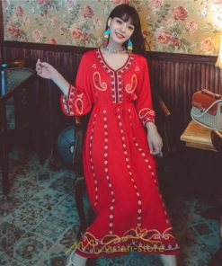 マキシ | 七分袖ワンピース Vネック ロング丈ワンピース エスニック ボヘミアン レディース 夏秋 綿麻 きれいめ フォーマル キレイめ 上品 ゆったり 大人 体型カバー