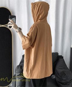 Tシャツ | トップス メンズ カットソー パーカー フード付き カジュアル 無地 7分丈 ゆったり 大きいサイズ 20代 30代 夏新作 ルームウェア 体型カバー シンプル