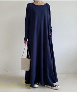 マキシ | Aラインワンピース ワンピース レディース 無地 長袖 マキシワンピース プルオーバー カジュアル 20代 30代 ゆったり 体型カバー フレア 40代 50代 おしゃれ