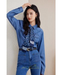 シャツ・ブラウス | デニムシャツ シャツ トップス レディース ブラウス 着痩せ デニム カジュアル エレガント 通勤 通学 オシャレ キレイめ 2022 上品 ナチュラル 秋服 可愛い