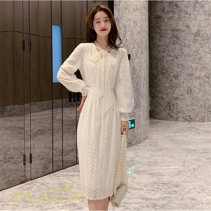 ミディアム | ワンピース レディース Aラインワンピース 着痩せ 上品 長袖ワンピース 春 秋 新作 スプリングワンピース 韓国風 20代 40代 お出かけ ゆったり 通学 30代 通勤