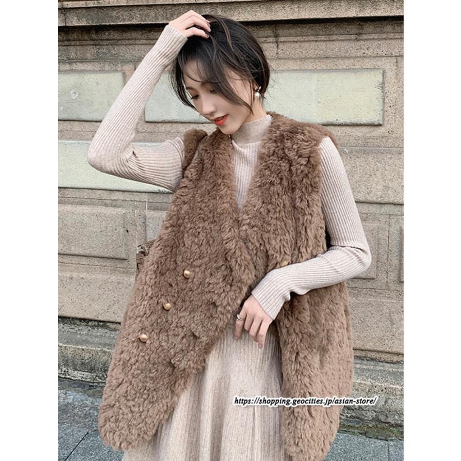ベスト | ボリュームフェイクファーファー毛皮レディース 冬 フェイクファー 毛皮コート アウター ノースリーブ ふわふわ ジレ 前開き 秋冬