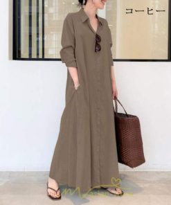 マキシ | ワンピース レディース 春 秋 長袖 ロングワンピース スカート マキシ丈 秋冬 通勤着 可愛い ゆったり 体型カバー カジュアル 綿麻 50代 40代 30代 20代
