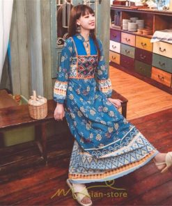 マキシ | ワンピース ロングワンピース マキシ丈 ロング丈 文芸風 長袖 ゆったり エスニック風 民族風 体型カバー フレア フェミニン 可愛い 着痩せ ナチュラル おしゃれ