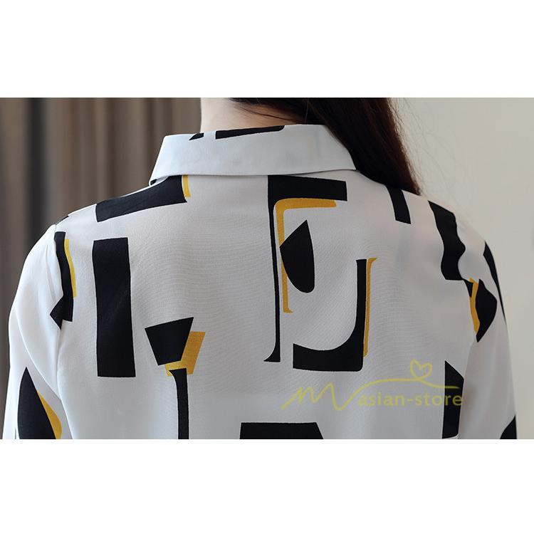 在庫ある | 短納期ブラウスレディースシャツ シフォンブラウス ビジネスカジュアルシャツトップス オフィスブラウス フォーマルシャツ 薄手 通学通勤 プリント 春夏衣装