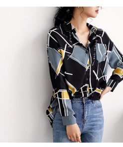 シャツ・ブラウス | シャツ ブラウスシャツ レディース トップス 長袖 ポロネックシャツ ブラウス シャツブラウス 春 夏 秋 レトロ カジュアル シャツ リゾート 幾何学模様