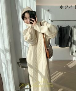ニットワンピース | ワンピース 春 春服 レディース 長袖 ゆったり 秋 冬 ロング丈 可愛い おしゃれ 韓国風 着痩せ お出かけ 暖か 体型カバー 韓国ファッション