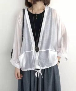 カーディガン | レディース UVカットー 初秋 秋新作 コーデ 冷え防止 羽織 ボタン Vネック 無地 長袖 7色 フリーサイズ かわいい 春 夏 秋 透け感 体型カバー