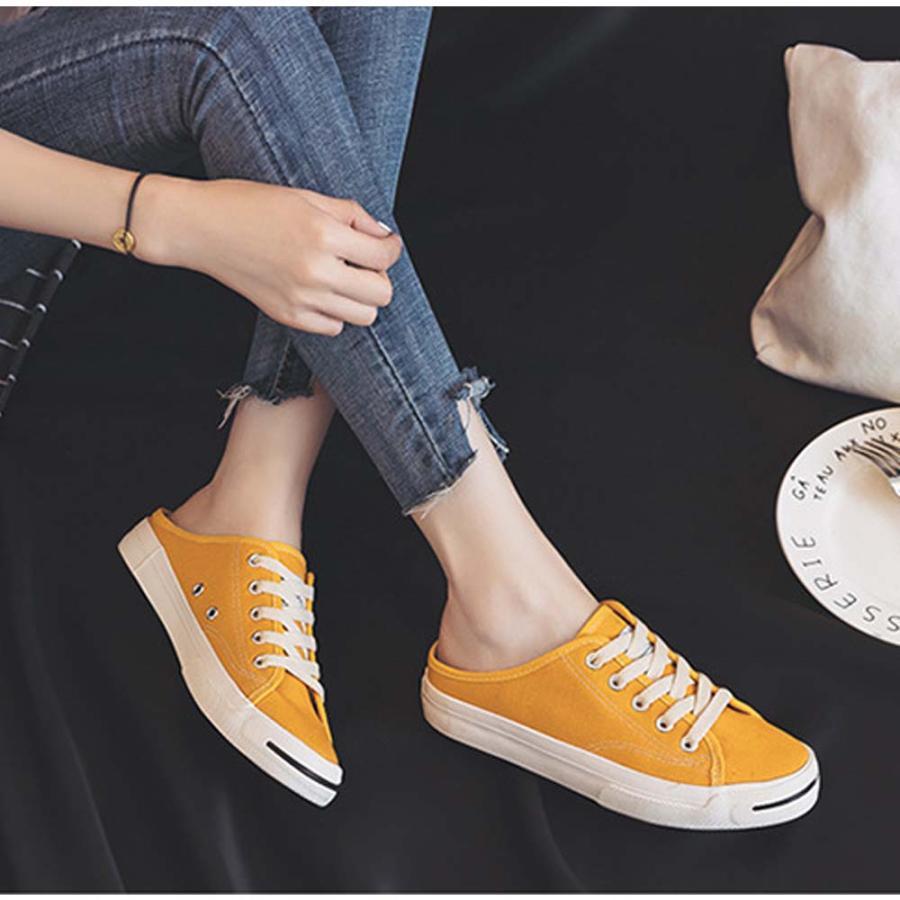 シューズ | スニーカー キャンバス 歩きやすい スリッポン かかとなし ローカット レディース スニーカー 春夏 美脚 スニーカー