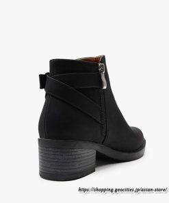 ショートブーツ | 大きいサイズ26.5cm レディース 上品 ブーツ 秋冬 春 チャンキーヒール 太ヒール シンプル ブーティー 大人 黒ブーツ サイドファスナー