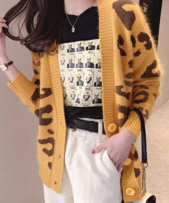 カーディガン | 長袖 レオパード柄 ゆったり ニットレディース カジュアル 羽織り おしゃれ ニットトップス ヒョウ柄 きれいめ