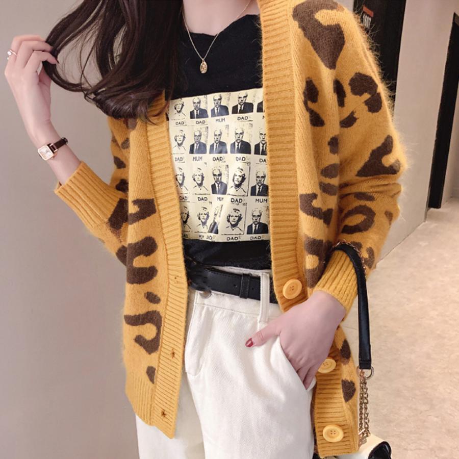 カーディガン | 長袖 レオパード柄 ゆったり ニットレディース カジュアル 羽織り おしゃれ ニットトップス ヒョウ柄 きれいめ