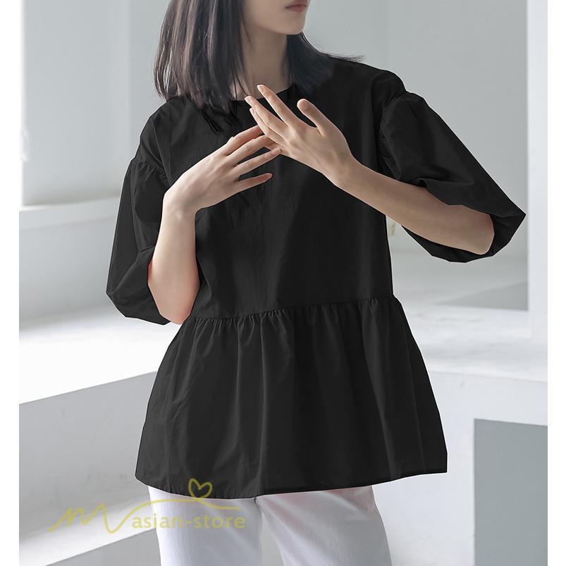 tシャツ・カットソー | Tシャツ レディース トップス サマー 半袖 無地 ゆったり ゆったり 可愛い フェイク 春物 夏服 カットソー 20代30代40代 ブラウス 薄手 体型カバー シンプル