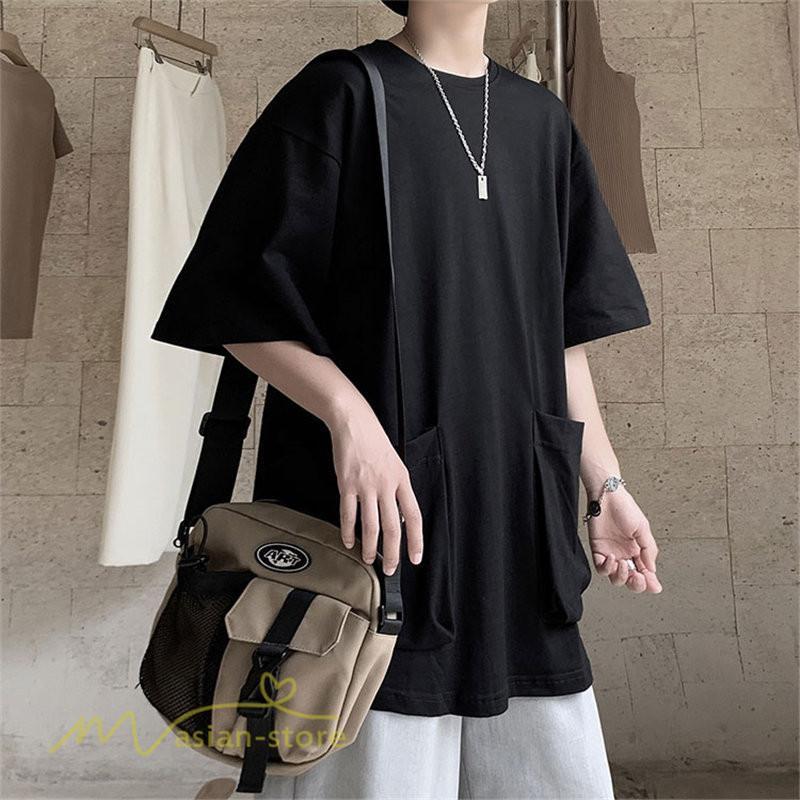 Tシャツ | メンズ 無地 カットソー 半袖 クルーネック カジュアル ポケット 半袖大きいサイズ 着回し 夏新作 サマー ルームウェア ゆったり トップス