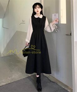 マキシ | ドッキングワンピース レイヤード風ワンピース ロングワンピース Aラインワンピース フェイク 切り替え 秋 レディース 30代40代50代 長袖ワンピ ワンピ