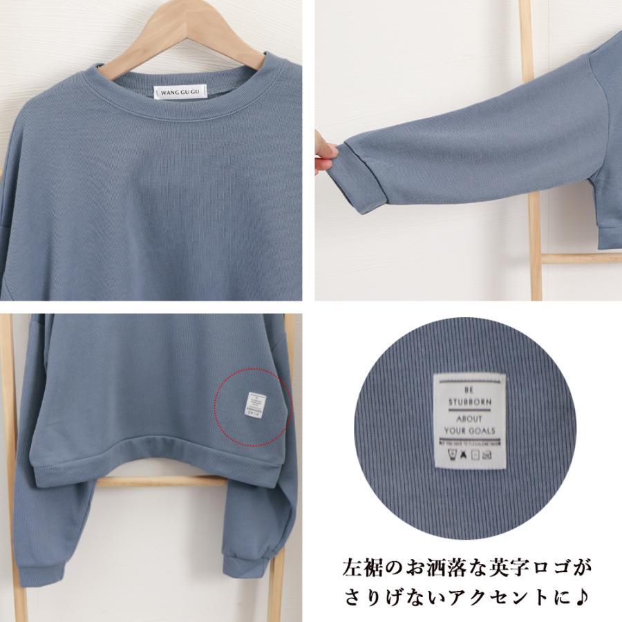 Tシャツ・カットソー | ショート丈スウェット レディース 韓国風