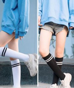 ストール | レディース 2本ライン 通学 ボーダー 靴下 無地 ロングソックス 靴下 綿 ハイソックス