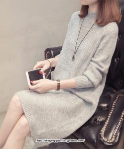 マキシ | ニットワンピース ワンピース レディース チュニック ハイネック ひざ丈 ゆったり セーター 暖か 無地 着痩せ キレイめ おしゃれ 上品 通勤 フェミニン